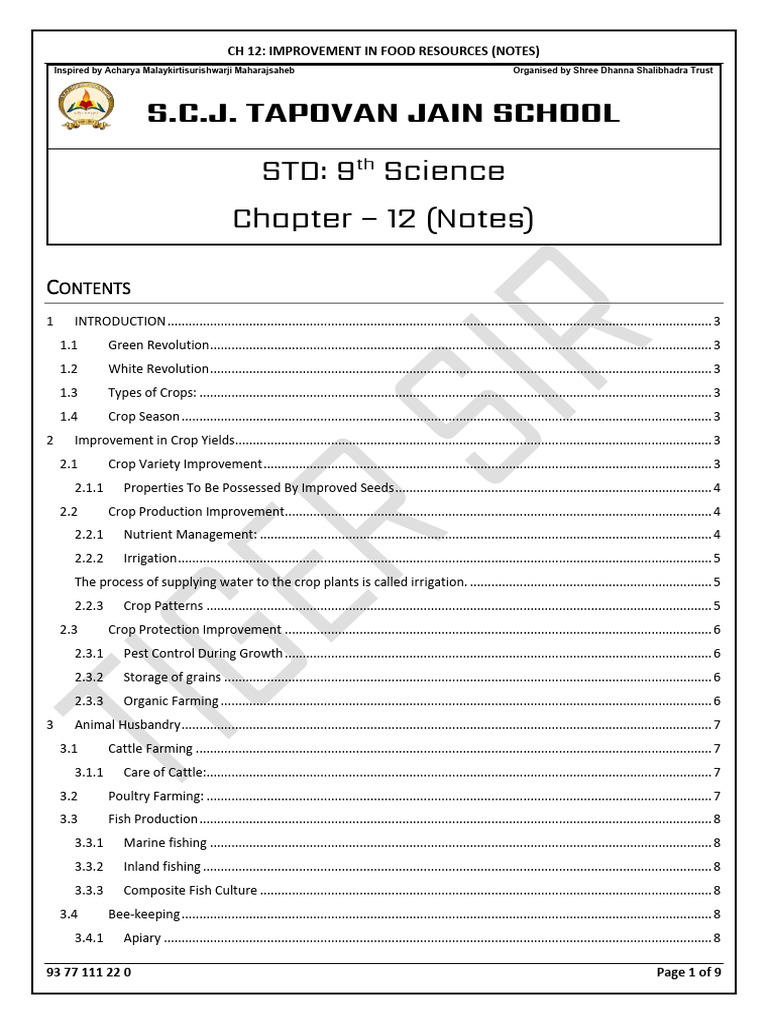 Class 9 Science CH 12 (Notes) | PDF