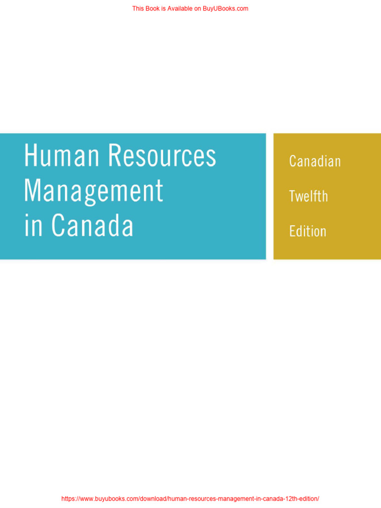 Human Resources Management in Canada (12th Edition) PDF | PDF | Human ...