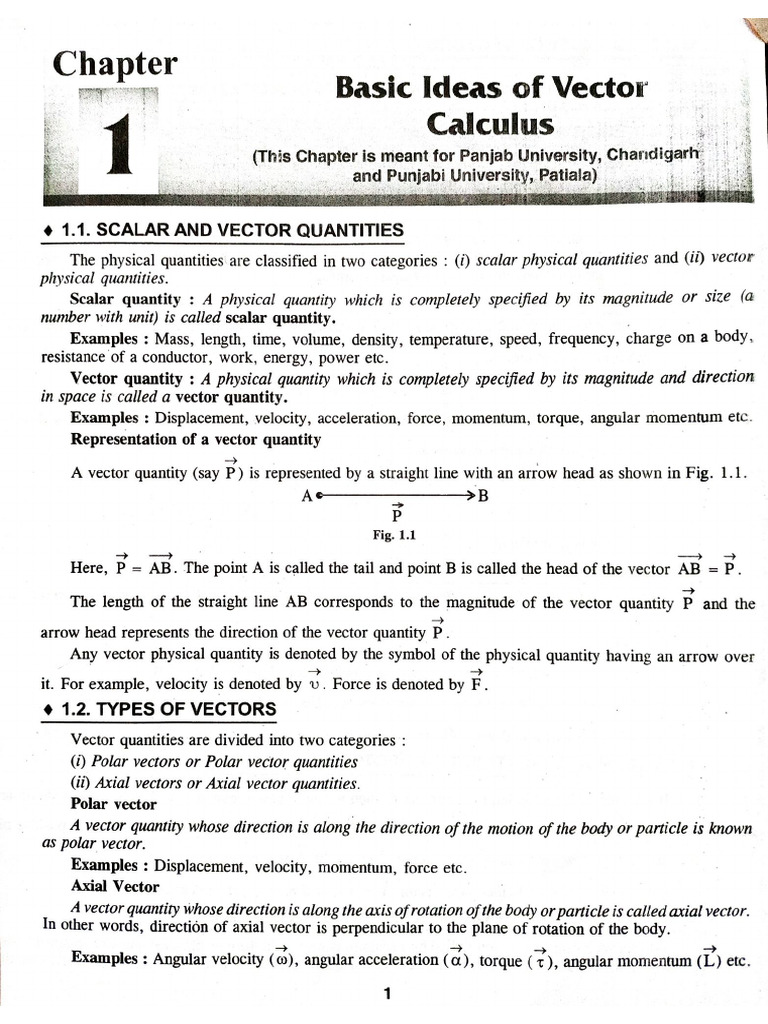 Basic Ideas of Vector Calculus | PDF