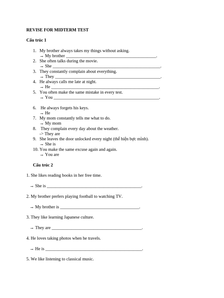 Revise For Midterm Test | PDF