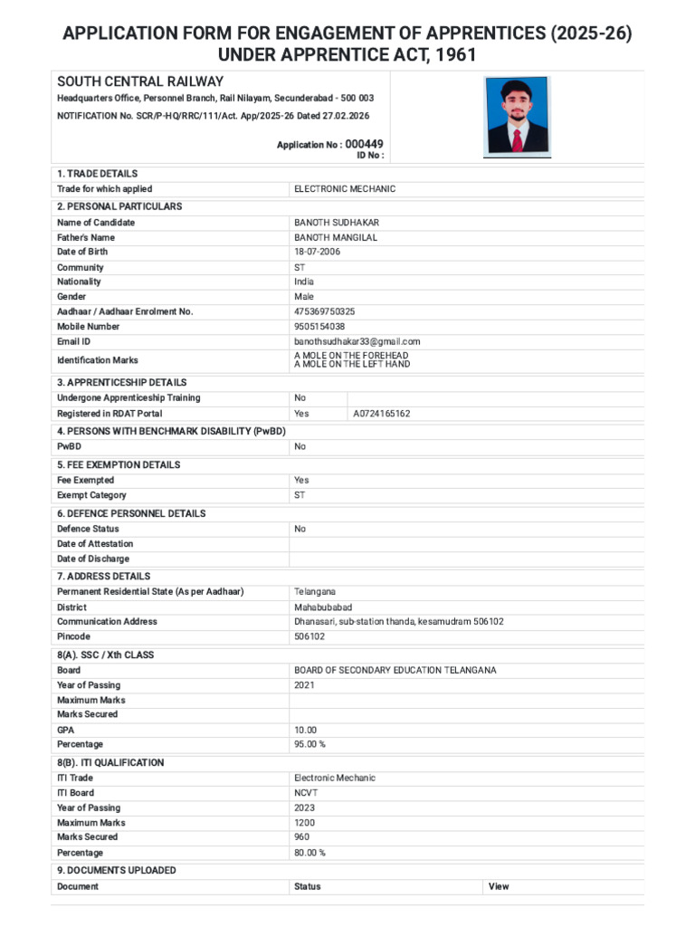 RRC ACT Apprentice Application 2026 | PDF