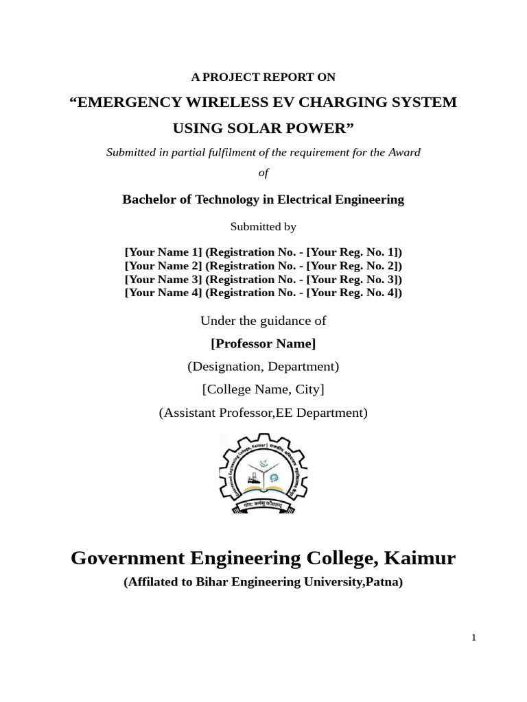 Emergency Wireless EV Charging System Using Solar Power | PDF