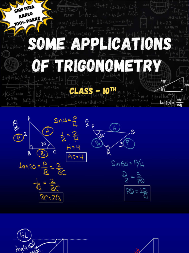 Some Applications of Trigonometry Class Notes | PDF