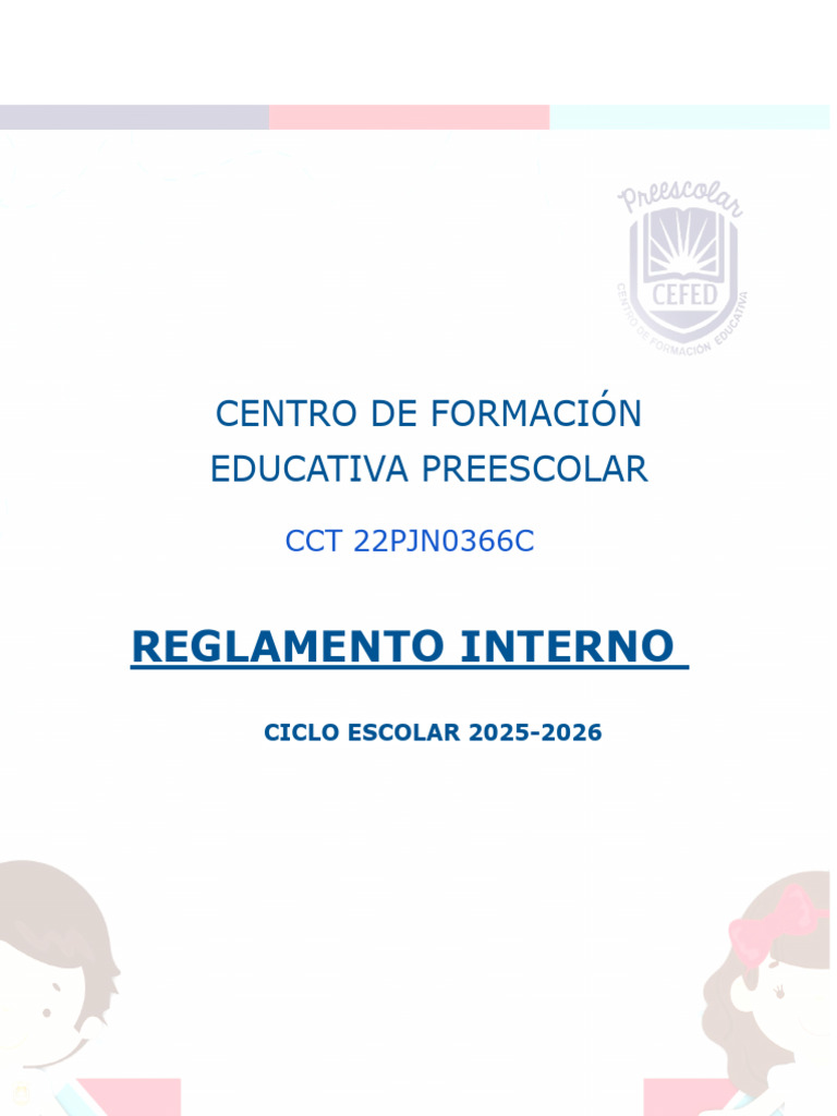 Reglamento Escolar Cefed Preescolar 2025-2026 | PDF | Educación de la ...