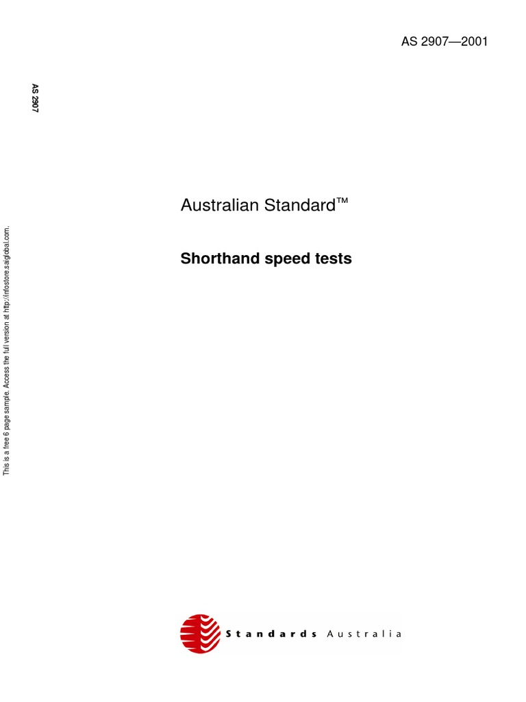 As 2907-2001 Shorthand Speed Tests | PDF | Shorthand | Test (Assessment)