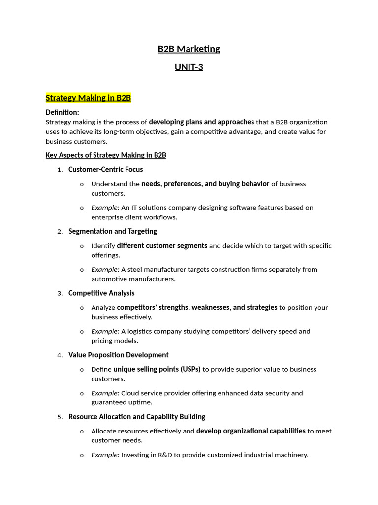 UNIT-3, B2B Marketing | PDF