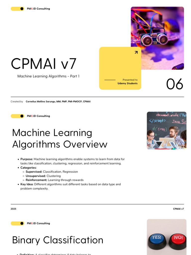 CPMAI Machine Learning Algorithms Part 1 | PDF | Machine Learning ...