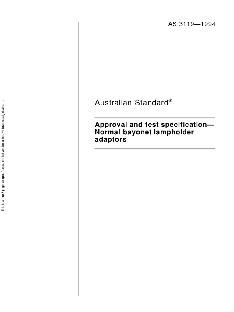 As 3119-1994 Approval and Test Specification - Normal Bayonet ...