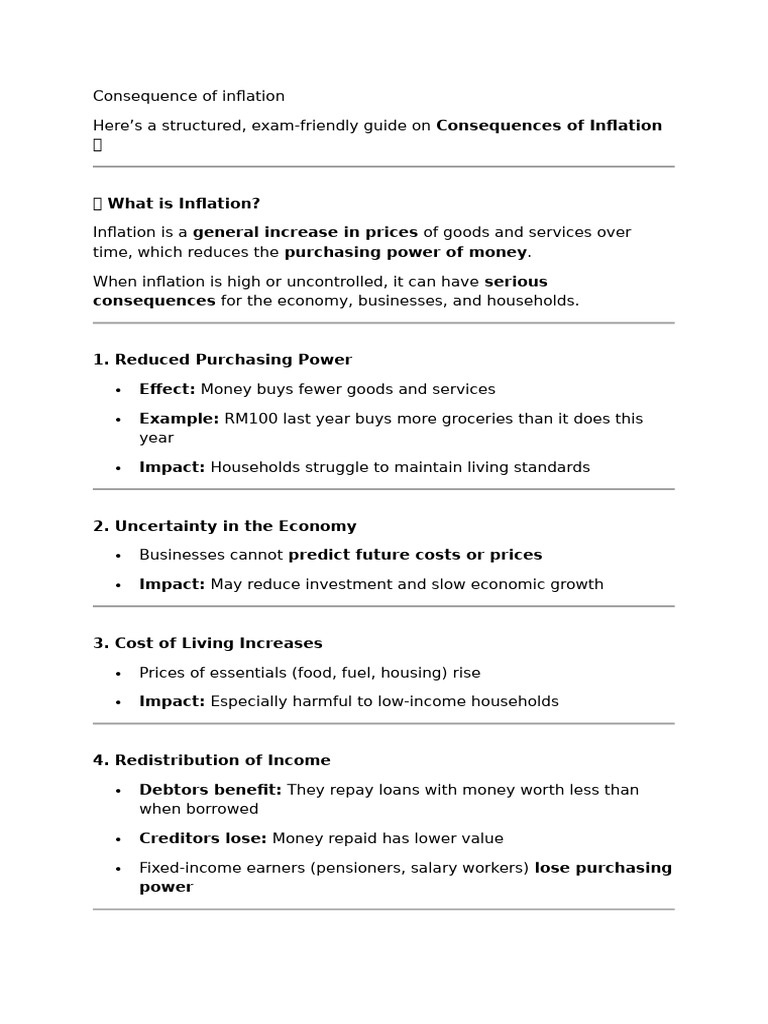 Consequence of Inflation | PDF | Cost Of Living | Inflation