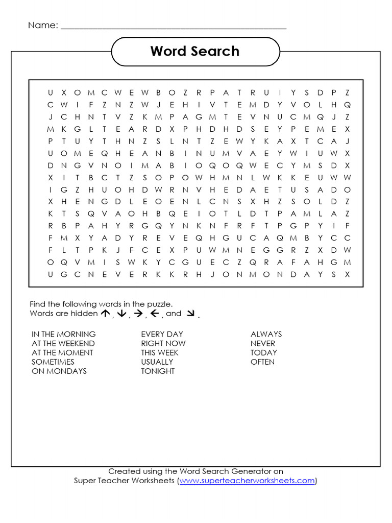 Super Teacher Worksheets Word Search | PDF