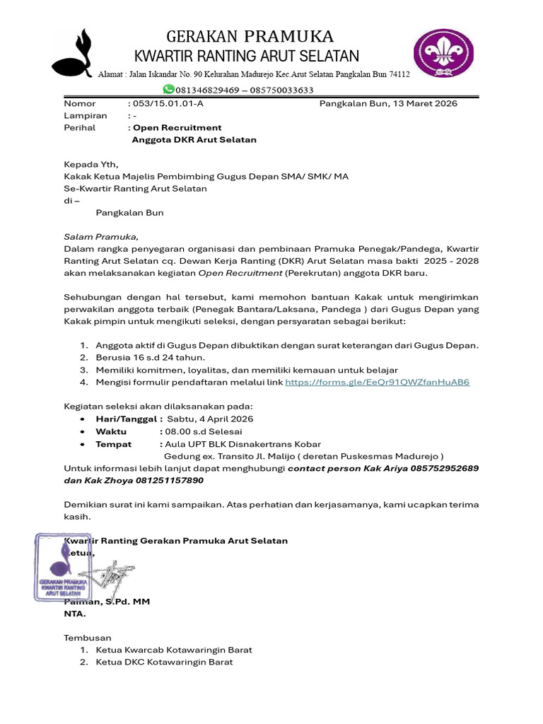 Surat Recruitmen DKR | PDF