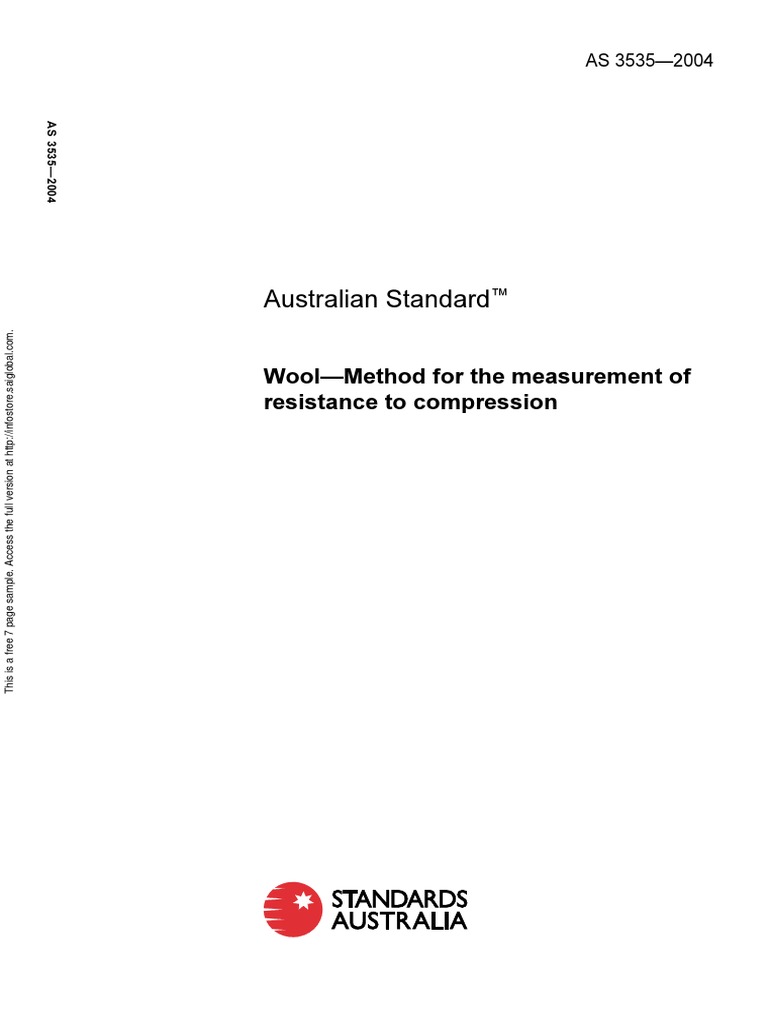 As 3535-2004 Wool - Method For The Measurement of Resistance To ...