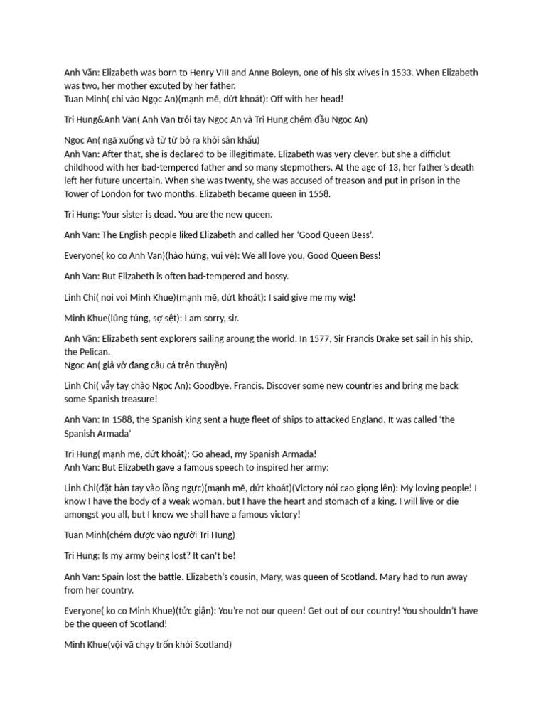 Script For Storytelling | PDF | Kingdom Of England | Tudor England