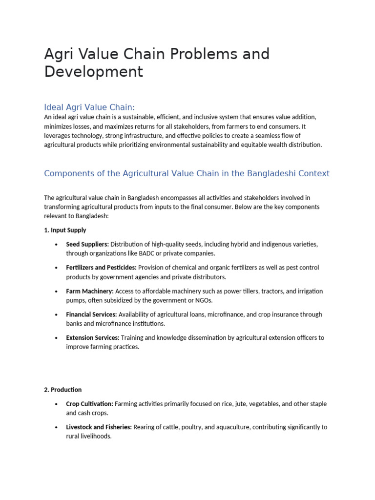 Agri Value Chain Problems and Development | PDF | Agriculture | Economies
