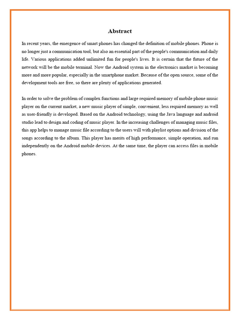 Android Music Player Project Report | PDF | Smartphone | Android ...