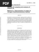 As 3580.5.1-1993 Methods For Sampling and Analysis of Ambient Air Determination of Oxides of Nitrogen - Chemi