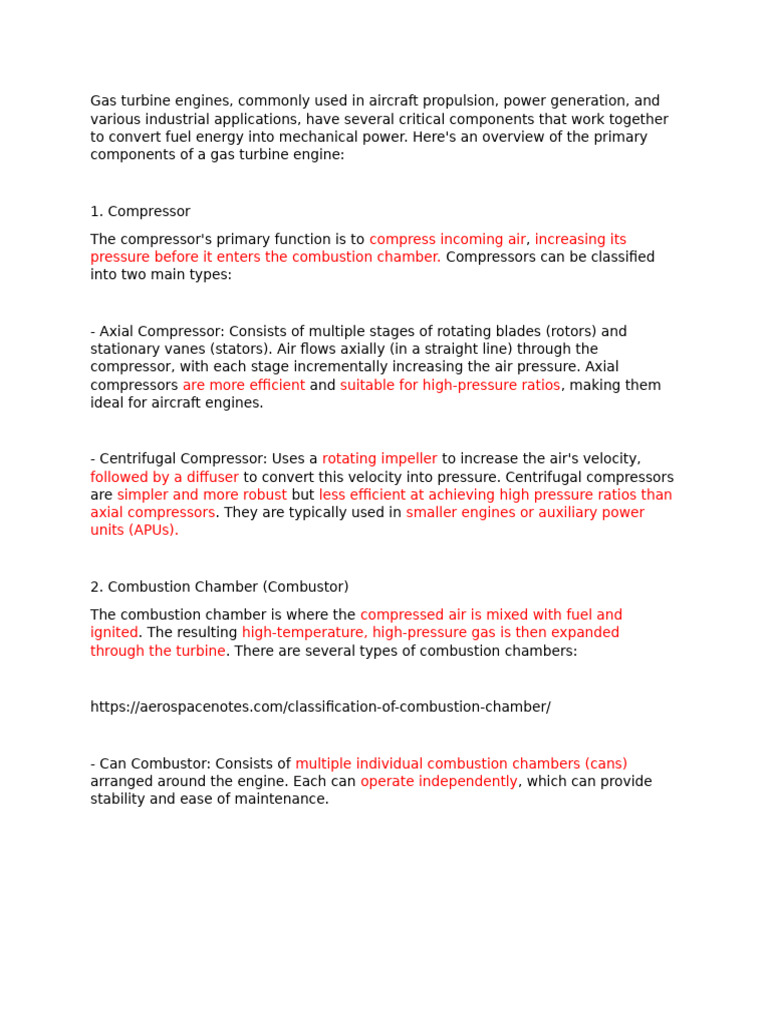 Components of Gas Turbine Engines | PDF