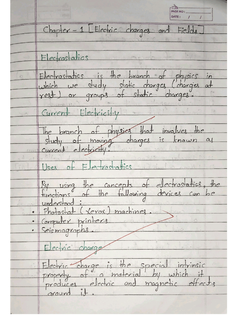 Class 12 Physics Chapter 1 Electric? Charges and Fields | PDF