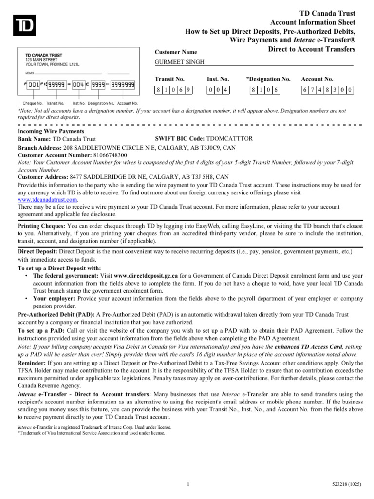 TD Document | PDF | Debit Card | Banking