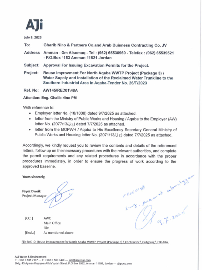 48A Approval For Issuing Excavation Permits For The Project | PDF