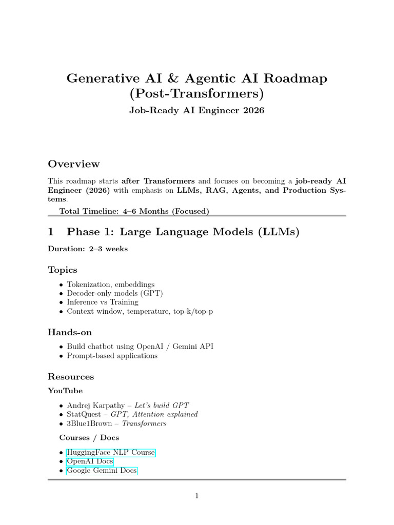 GenAI and Agentic AI Roadmap | PDF | Software Engineering | Cognitive ...