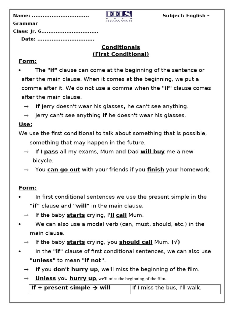 First Conditional | PDF
