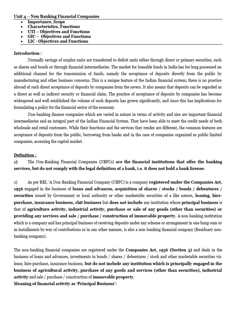 Non Banking Financial Companies | PDF | Non Bank Financial Institution ...
