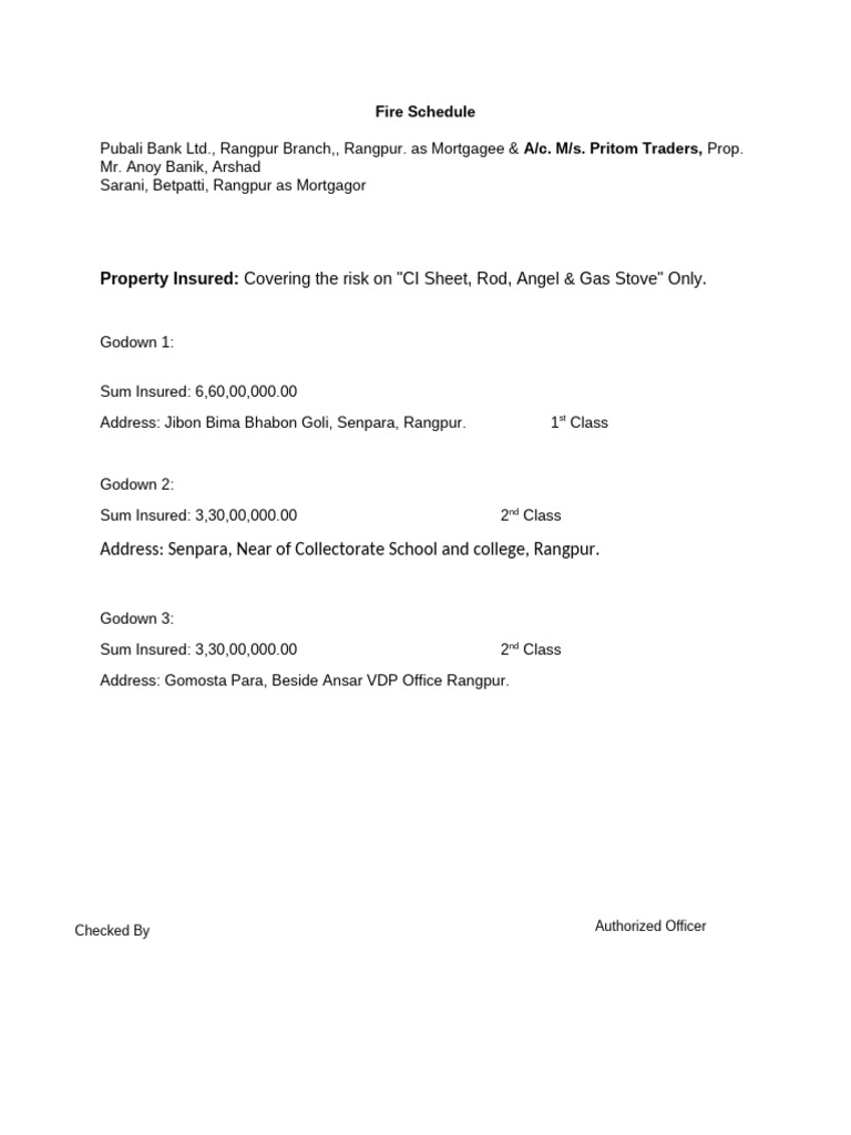 Fire Schedule | PDF