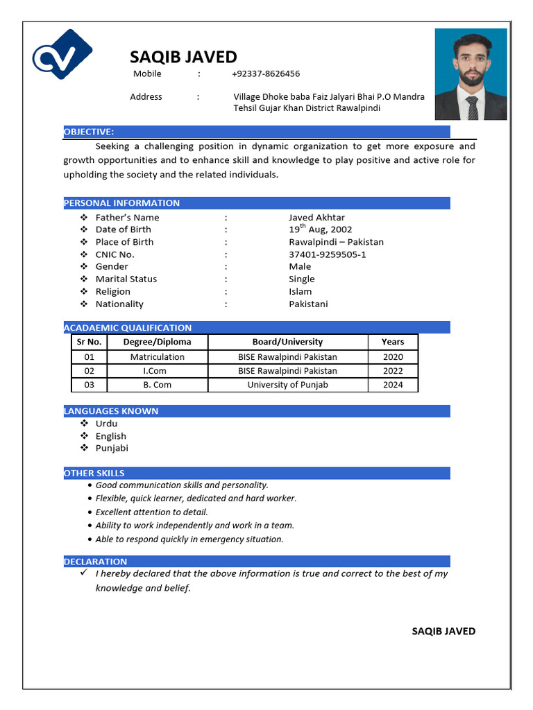 Saqib Javed CV | PDF
