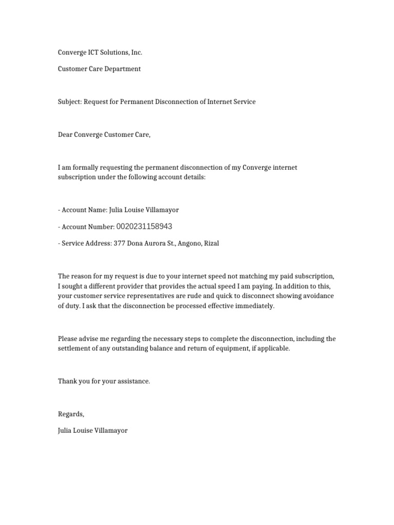 Converge Disconnection Request 2 | PDF