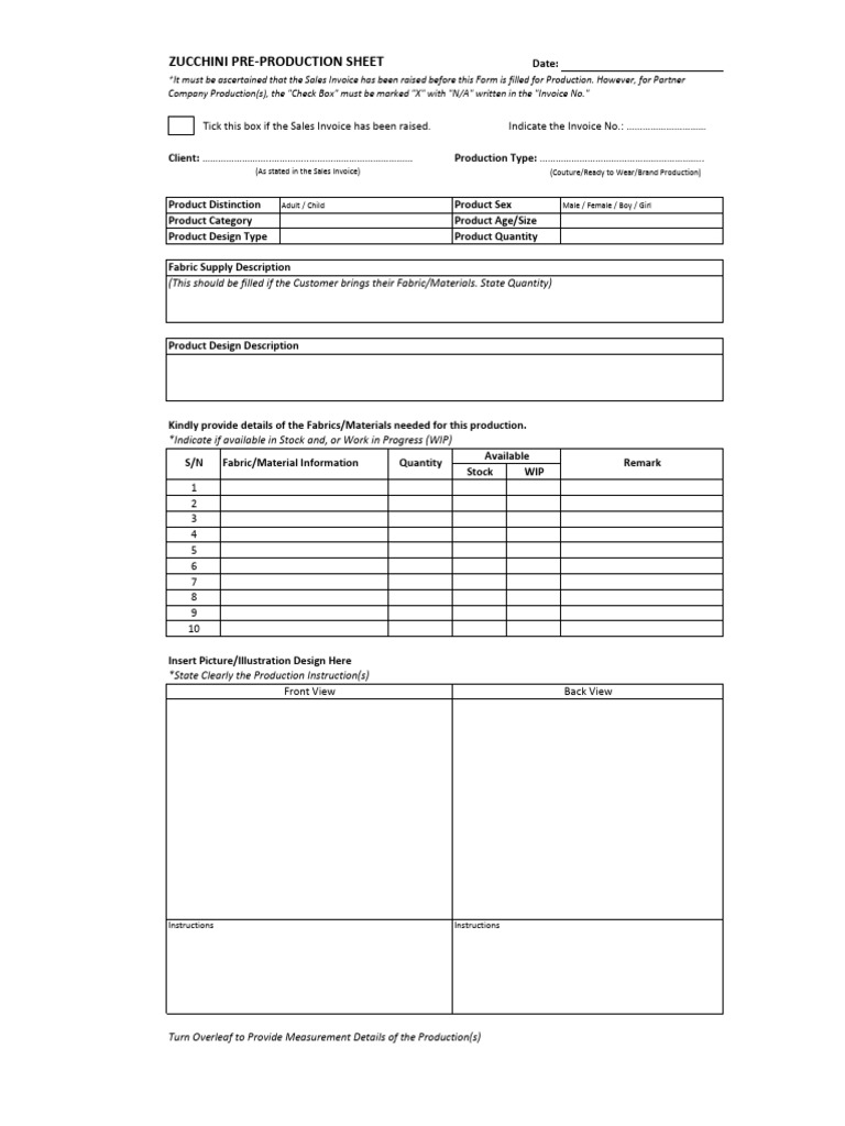 Zucchini Fashion Center - Pre Production Sheet | PDF | Style | Human Body