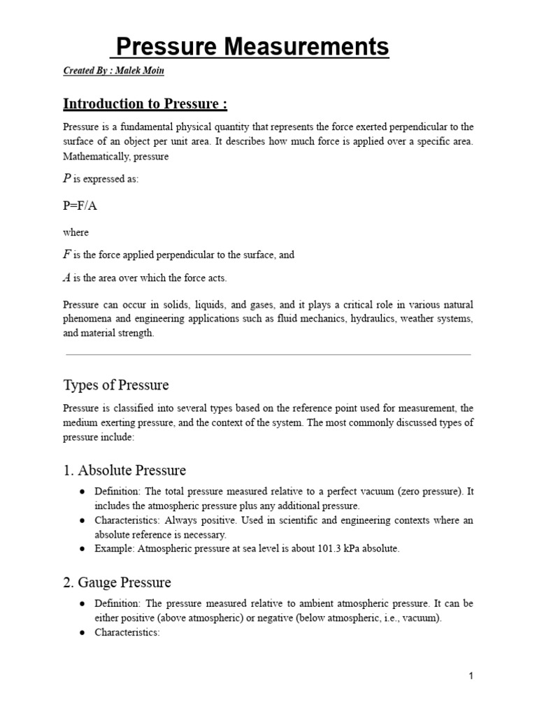 Pressure Measurement in Process Industries | PDF | Pressure Measurement ...