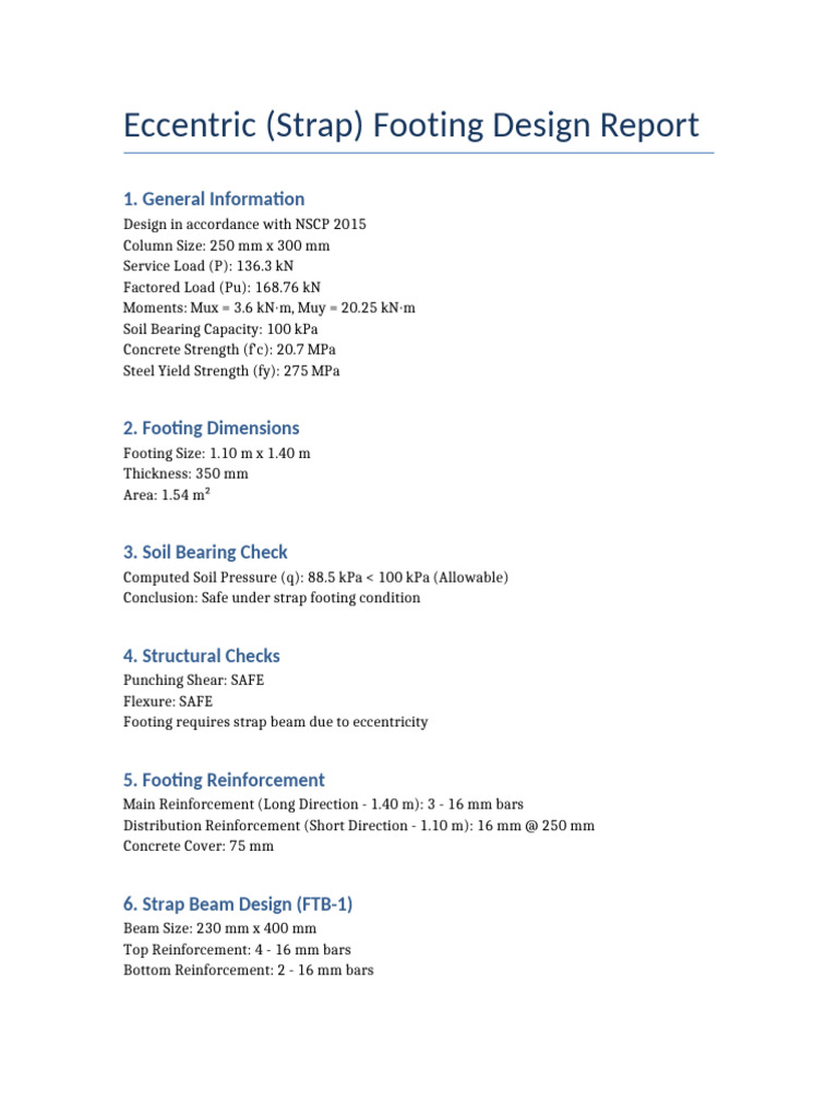 Strap Footing Design | PDF