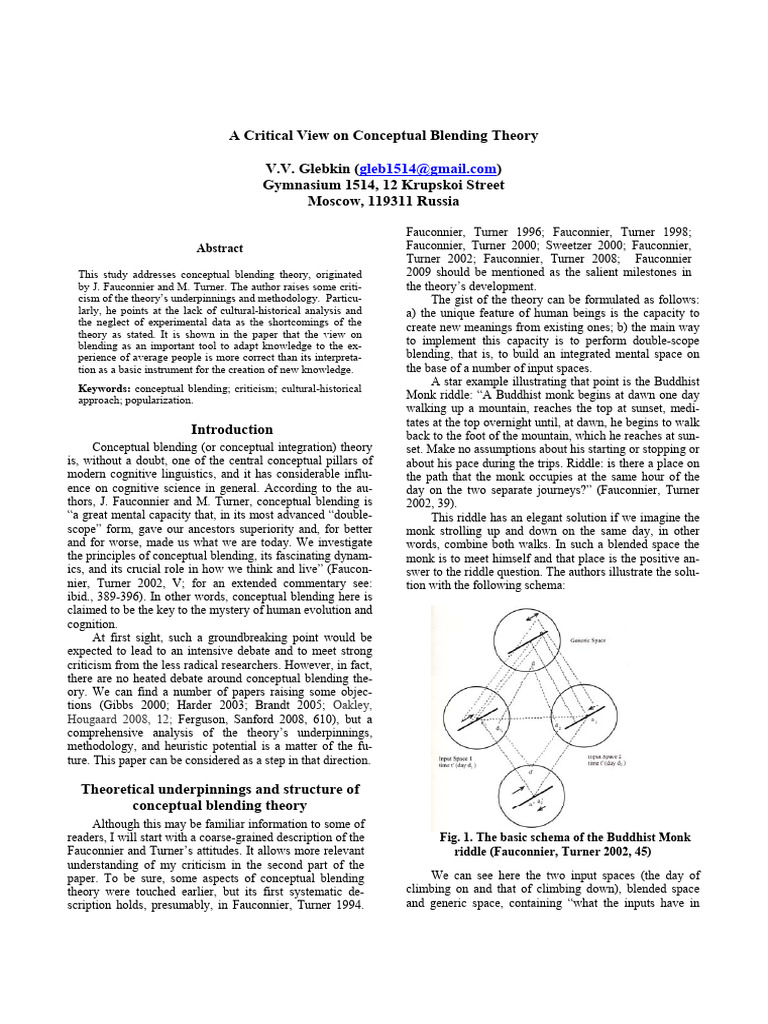 Conceptual Blending Theories | PDF | Cognitive Science | Cognition