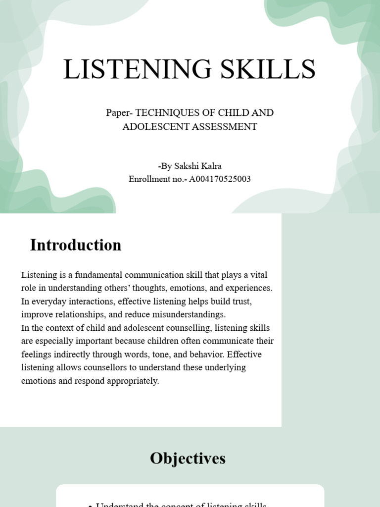 Listening Skills Presentation | PDF | Nonverbal Communication ...