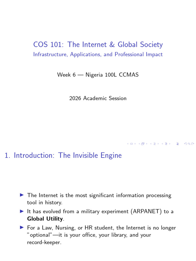 COS 101 - Week 6 Slides | PDF | Internet | Internet Protocols