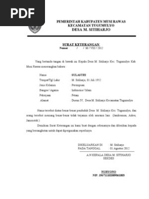 Surat Keterangan Tidak Memiliki Jamkesmas