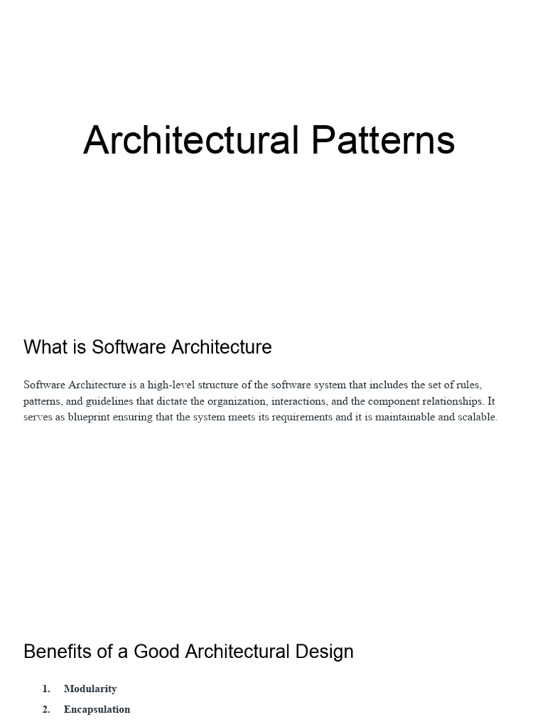Architectural Patterns | PDF | Client–Server Model | Model–View–Controller