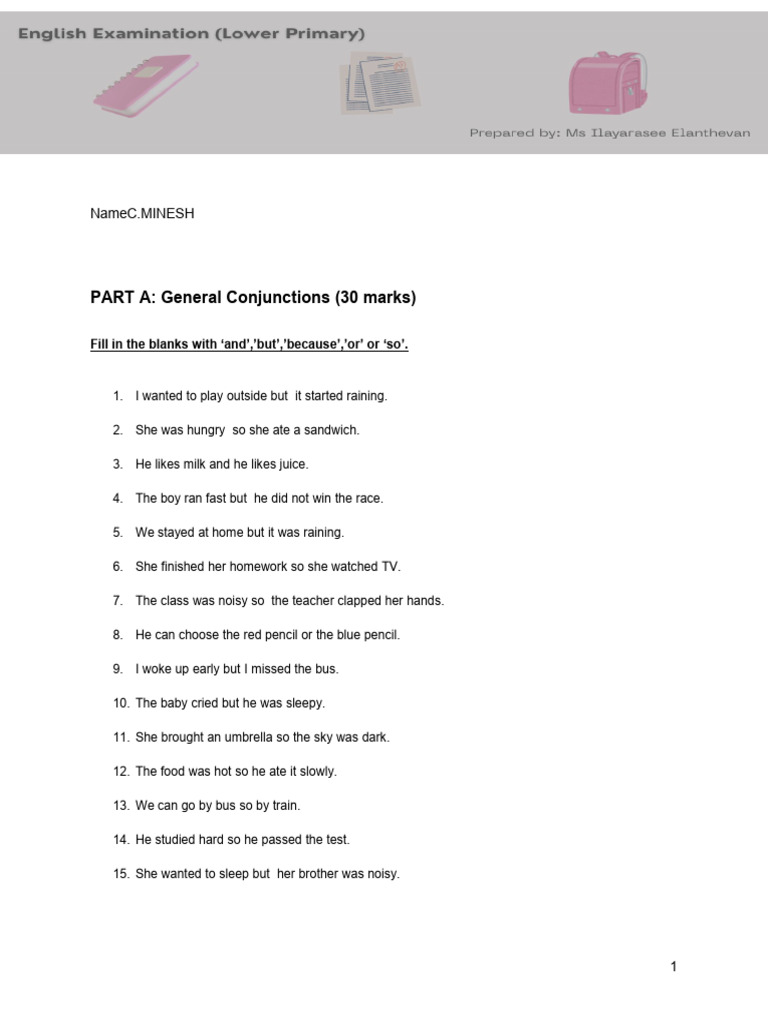 Test 1 - Conjunctions | PDF | Chess Openings | Chess