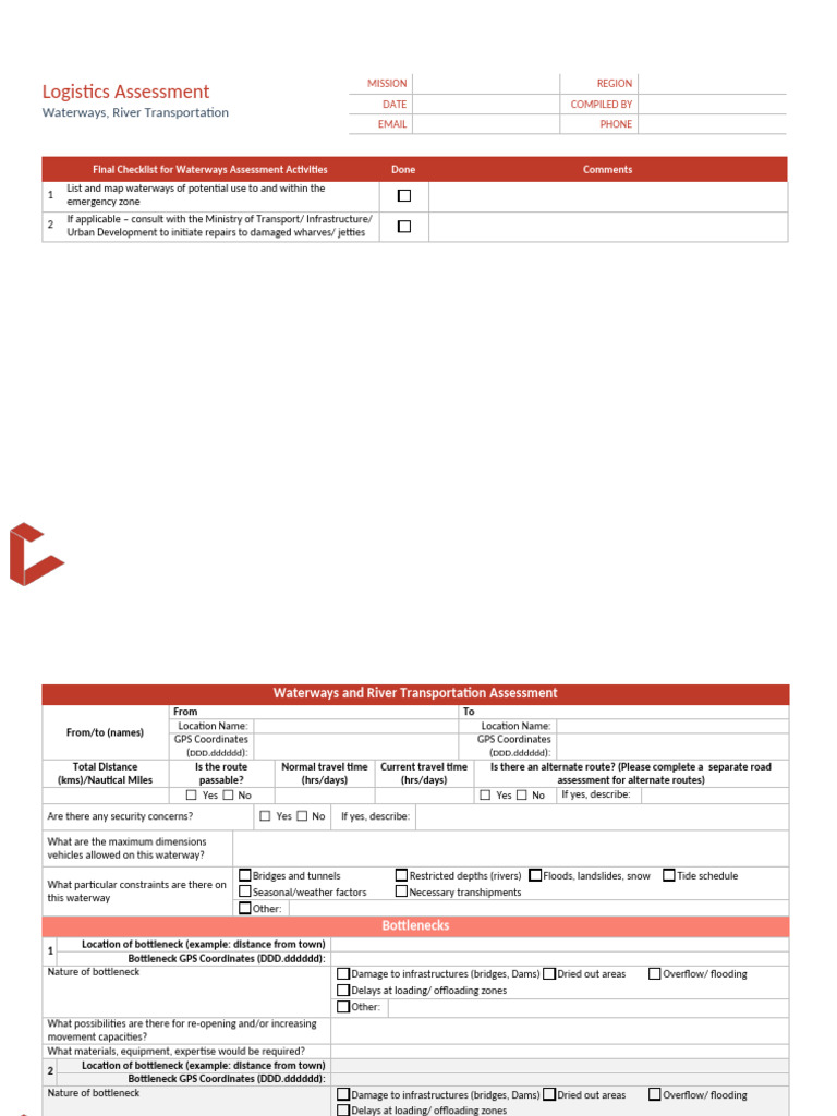 TEMPLATE - Water Transport Assessment Tool | PDF | Transport | Cargo
