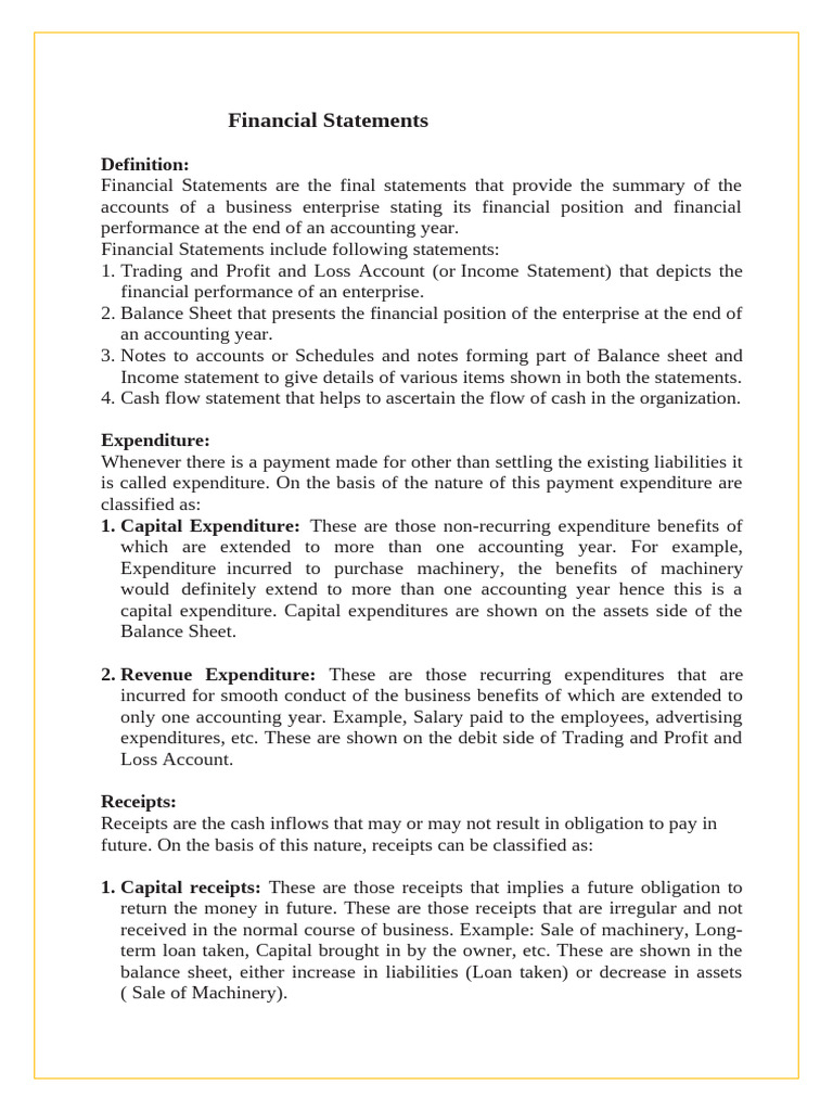 Financial Statements | PDF | Expense | Debits And Credits