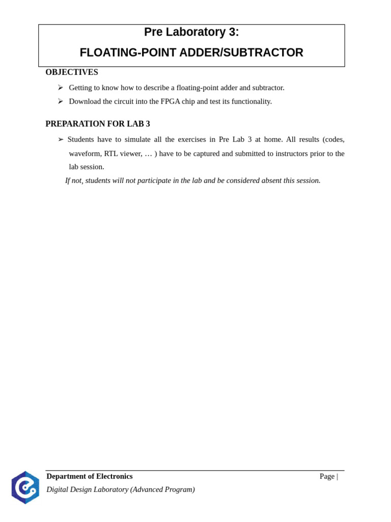 Pre-Lab3 Digital Design | PDF | Arithmetic | Computer Engineering