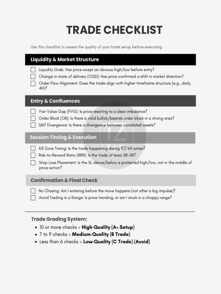 Trade Checklist - TZ911 | PDF