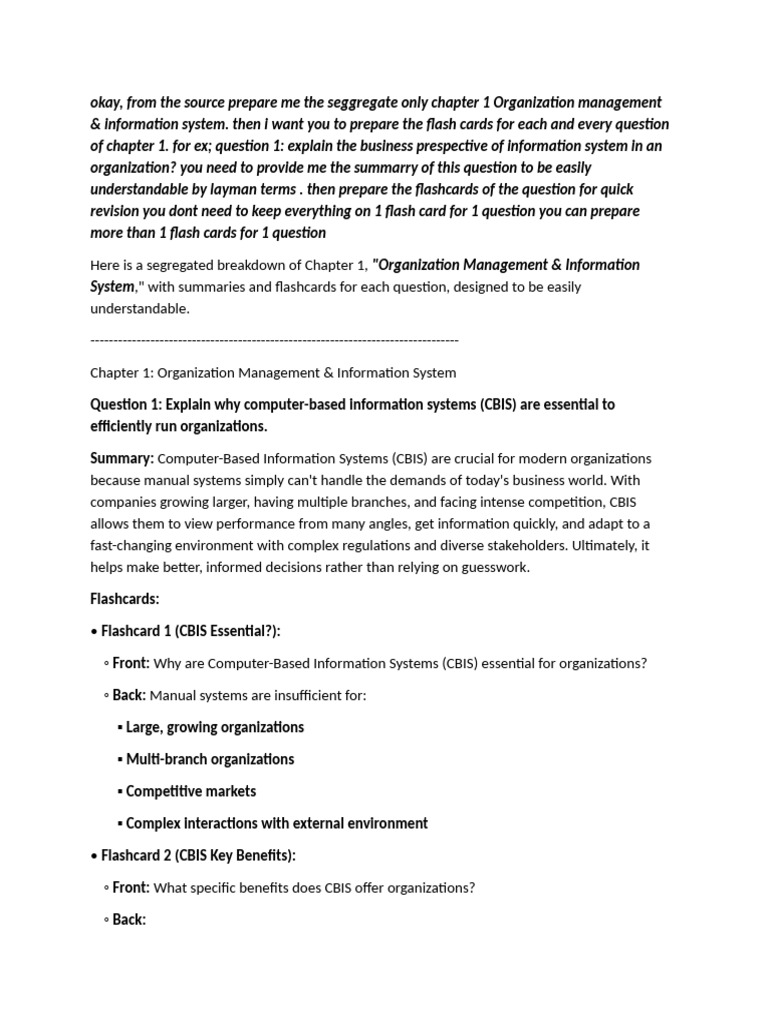 Chapter 1 - Organization Management & Information System | PDF ...