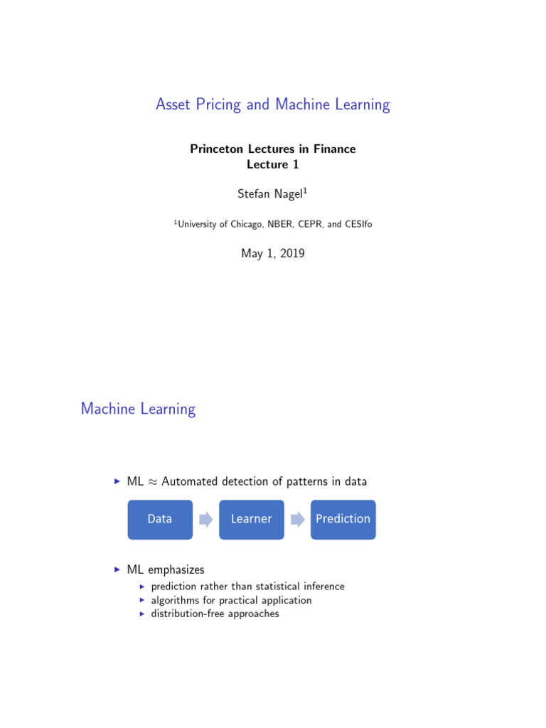 Asset Pricing and Machine Learning - Day1 | PDF | Machine Learning ...