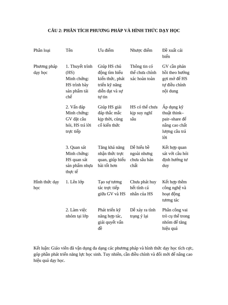 Cau2 Dayhoc | PDF
