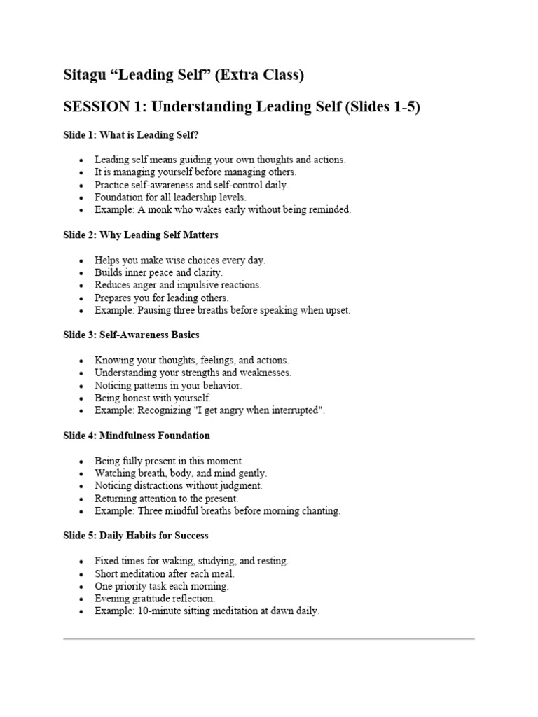 Sitagu Leading Self Extra Class 05112025 0a2c1bfc 422b 4f2d b936 | PDF ...