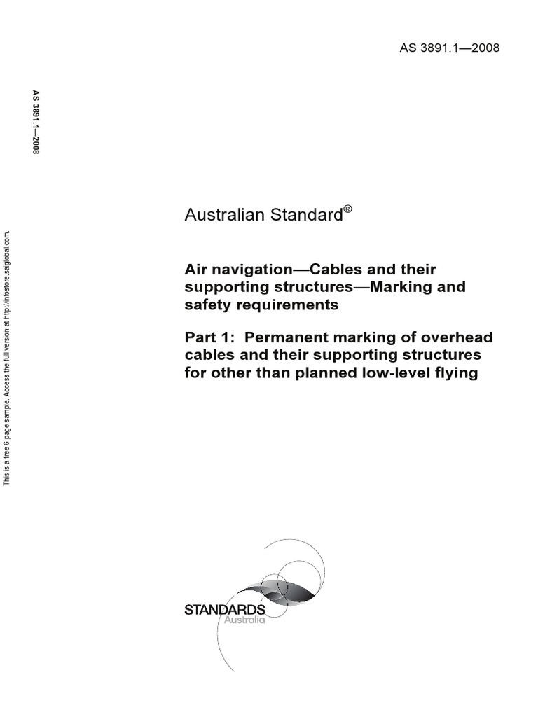 As 3891.1-2008 Air Navigation - Cables and Their Supporting Structures ...