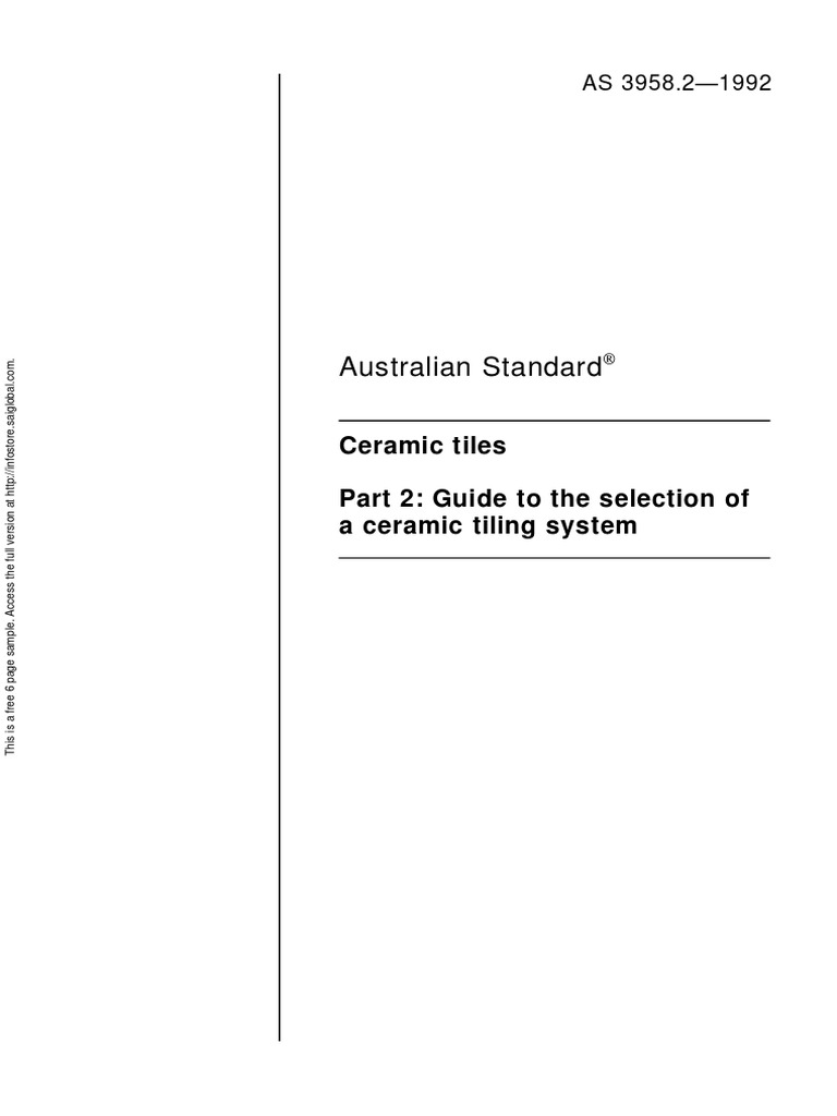 As 3958.21992 Ceramic Tiles Guide To The Selection of A Ceramic Tiling