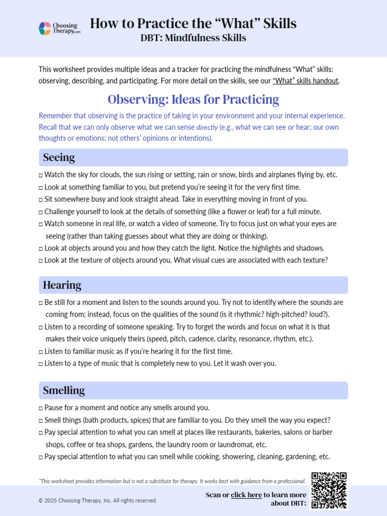 How To Practice DBT What Skills Worksheet | PDF | Mental Health ...
